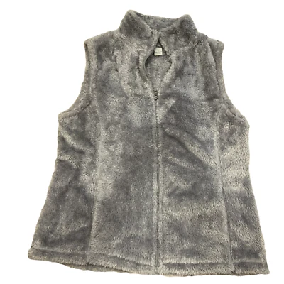 Xs Women’s Bass Vest Gray Sherpa Fleece Soft Fuzzy Extra Small Zip Top Jacket  - Image 1 of 4