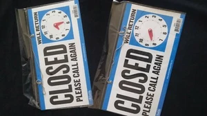 2 Open Closed Sign Chain 2 sided 11.5 x 6. STORE Hours 2 FREE SUCTION CUPS - Picture 1 of 7