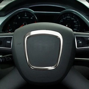 Silver Steering Wheel Trim Emblem Center Frame For Audi A3 A4 A5 A6 A8 Q5 Q7 - Picture 1 of 4