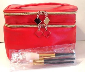 Makeup Train Case Cosmetic Bag Organizer with brushes NEW - Picture 1 of 3