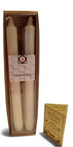 100 Percent Pure White Beeswax 10" Colonial Taper Candle Pair, Unscented - Picture 1 of 5