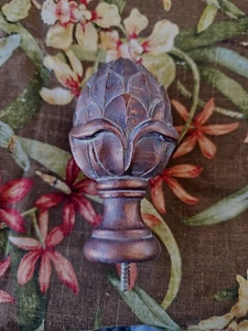 Ethan Allen Wooden Drapery Curtain Rod Wave Finials Screw On Oak - Picture 1 of 3