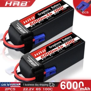 2x 6S 6000mAh 22.2V LiPo Battery EC5 Stable Running for RC Helicopter Airplane - Picture 1 of 7