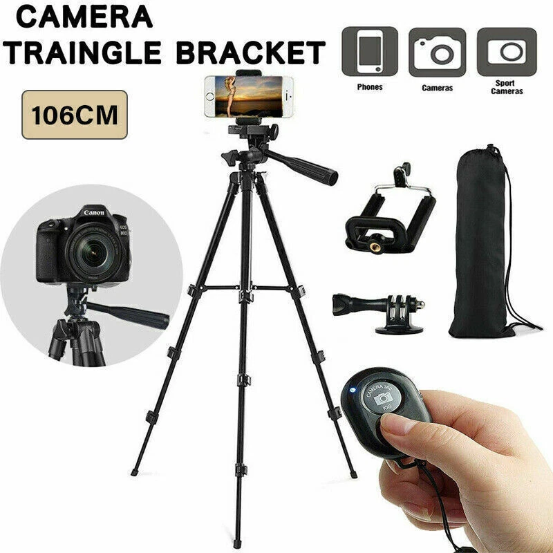 Lightweight Aluminium Tripod Telescopic Camera DSLR Stand With Phone Holder   - Image 1 of 4
