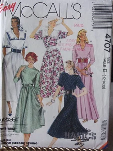 McCall's Sewing Pattern 4707 Size 12-16 Dresses in 2 Lengths & Collar Variation - Picture 1 of 2