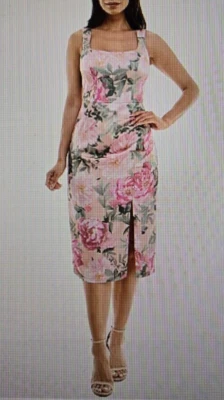 Vestido midi sin mangas floral Premier Amour para mujer talla 12 color topo rubor $79 Foto 1 de 4