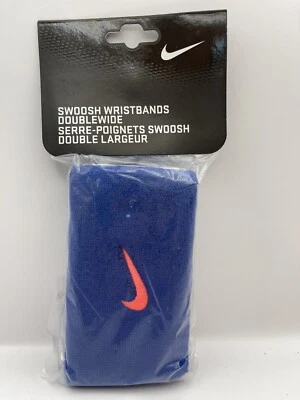 Nuevo - Par de pulsera Nike Swoosh doble ancho - Unisex - Azul con Swoosh rosa Foto 1 de 4