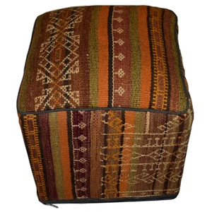 Rug Pouf / Kilim upholstered Sitting Ottoman, Foot Stool by Crafters and Weavers - Picture 1 of 2
