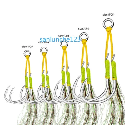 6Pairs/Lot Assist Hooks Double Jigging Hook Saltwater Fishing Hook 1/0-5/0  - Image 1 of 4