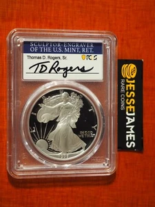 1995 P PROOF SILVER EAGLE PCGS PR70 DCAM THOMAS D. ROGERS HAND SIGNED BLUE LABEL - Picture 1 of 2