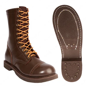 Bota de salto de cuero marrón de 10 pulgadas para hombre - Botas tácticas estilo ejército - Imagen 1 de 10