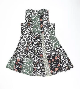 Zara WomensFloral Polyester Blend Skater Dress Size 10 Boat Neck - Picture 1 of 10