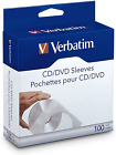 Verbatim CD/DVD Paper Sleeves-With Clear Window 100Pk