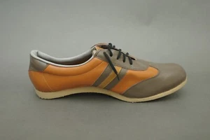 RARE Vintage USSR Leather Sneakers – Orange w/ Olive Accents – 1980s Kyiv – 27cm - Picture 1 of 9