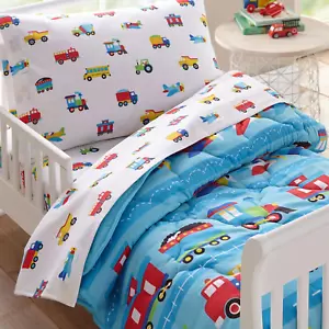 Kids 4 Pc Toddler Bed in a Bag for Boys and Girls, Microfiber Bedding Set Includ - Picture 1 of 12