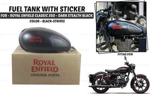 Black Stripes Fuel Tank "With Sticker Fit For Royal Enfield New Classic 350" - Picture 1 of 12
