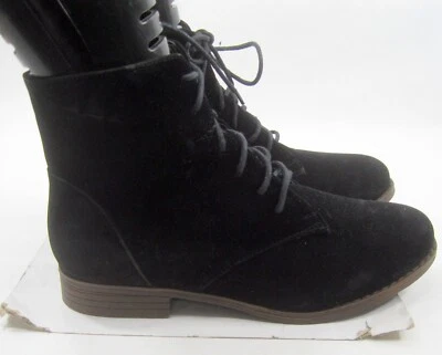 Botines de gamuza sintética punta redonda de encaje negro para mujer talla 7,5 Foto 1 de 4