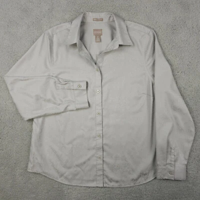 Camisa Chicos Top Mujer 2 EE. UU. Grande Gris Estampado Animal Abotonada Resistente a las Arrugas Foto 1 de 4