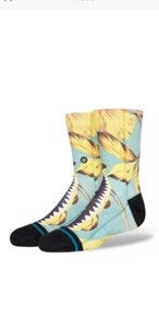 Stance Kid's Casual Crew Socks Fleurbird Kids Teal Green Size M 11-2 Lot Of 2 - Picture 1 of 7
