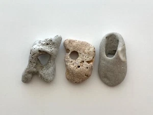 3 Rocce da Spiaggia Naturali Holey Grandi 3/8" Foro Strega Fata 1-2" Pietre Adder dei Desideri #3C - Foto 1 di 14