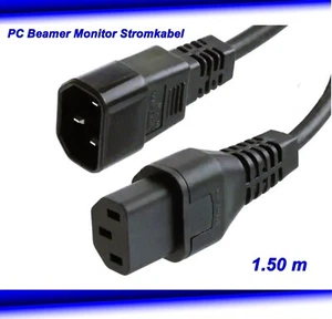 kaltgerätekabel 1,50m Verlängerungkabel C13 Stecker C14 Netzkabel #R6-E3 - Bild 1 von 1