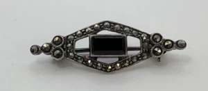Vintage Sterling Silver Marcasite Art Deco Style Mini Brooch Pin - Picture 1 of 7