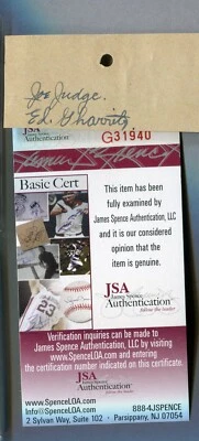 Senators Joe Judge (dec 1963)  & Ed Patsy Gharrity (dec 1966) Cut Autograph JSA - Image 1 of 3