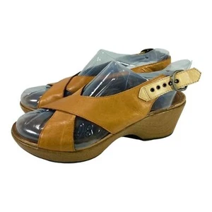 Dansko Jacinda caramel women’s leather wedge slingback sandals 40 EU 9.5 - 10 - Picture 1 of 11