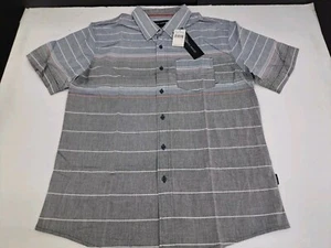NWT Ocean Current Mens Short Sleeve Button Up Striped Shirt Size Medium #6319 - Picture 1 of 8