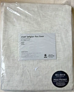 1 West Elm Sheer Belgian Flax Linen Curtains Panels 48x84” Natural Color 5 avail - Picture 1 of 9