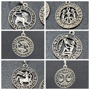 Zodiac Pierced Earrings Silver tone Dangle 7/8" - Picture 1 of 153