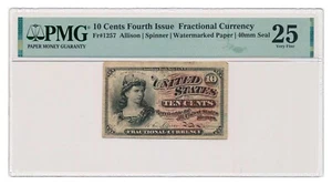 UNITED STATES banknote 10 Cents 1863 PMG VF 25 Very Fine - Picture 1 of 2