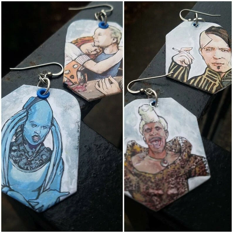 5th Element Hand-painted Earrings - 90s Pop Culture Movie Jewelry
