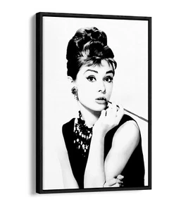 DE COLECCIÓN AUDREY HEPBURN EFECTO FLOTADOR LONA ARTE DE PARED IMPRESIÓN - BLANCO Y NEGRO - Imagen 1 de 12