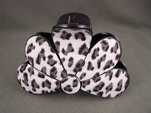 White Cheetah leopard print plastic 3" long barrette big hair clip claw clamp - Picture 1 of 5