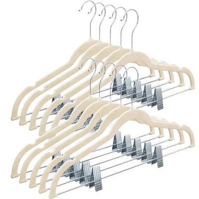 Home-it 10 Pack Velvet Hangers with Clips - Ivory Pants & Skirt Hangers - Image 1 of 4