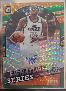 Malik Fitts Donruss Optic 2021-22 Signature Series Green Wave Prizm SSP automático - Imagen 1 de 2