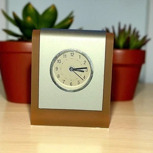 Retro Style Quartz Desk Clock - Translucent Orange Glass Sides - Picture 1 of 5