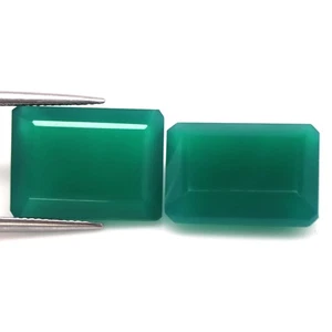 27.30 CT. Unheated Pair Green Agate Botswana Octagon - Picture 1 of 4