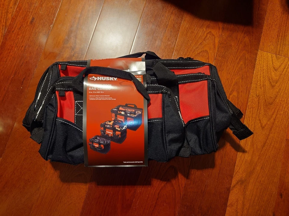Husky 3 Tool Bag Combo Set -12 Inch 15 Inch & 18 Inch Bags Water Resistant NEW - Image 1 of 1