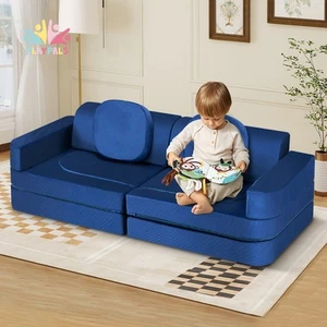 Playpals 12PCS Modular Kids Play Couch Inspiring Child Creativity Foam Sofa Blue - Picture 1 of 10