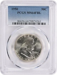 1950 Franklin Silver Half Dollar MS64FBL PCGS - Picture 1 of 2