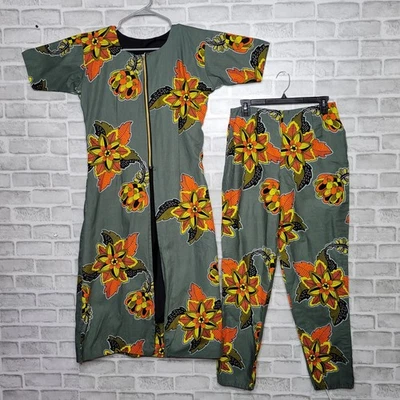 Conjunto de 2 piezas florales vintage hechos a mano, túnica y pantalón Foto 1 de 4