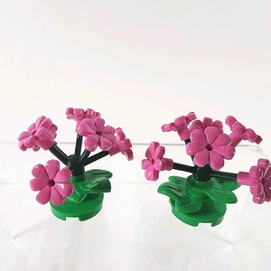 Lego MOC RECONSTRUIR Ciudad Amigos Plantas Arbusto Arbusto Flor Hojas Lote De 2 Rosa - Imagen 1 de 4