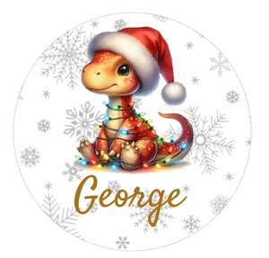 Personalised Christmas Dinosaur Dragon Initial Stickers Labels Gifts Presents - Picture 1 of 18