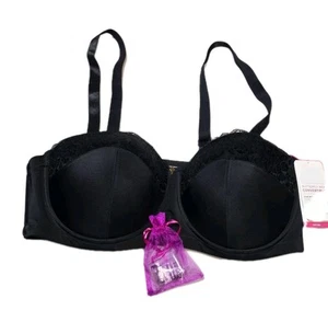 Butterfly By Ashley Stewart Convertible Black Lace Double Wing Underwire 38D Bra - Picture 1 of 5
