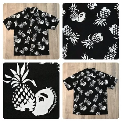 Vintage BAPE Logo Aloha Shirt a bathing ape NIGO Black Size M - Image 1 of 4