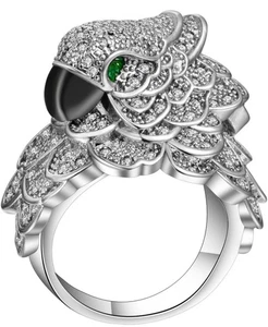 Weißgold vergoldeter Kuckuck Vogel Ring - eleganter Statement Schmuck - Bild 1 von 6