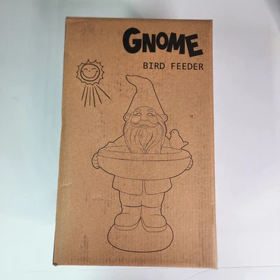 Solar Gnome Bird Feeder Statue Resin Garden Yard Decor Outdoor Ornament Gift - Image 1 of 4