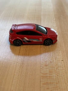 2016 HOT WHEELS FORD FOCUS RS RED 1:64 DIECAST 2 5/8" CAR W WHITE & BLUE STRIPES - Picture 1 of 12